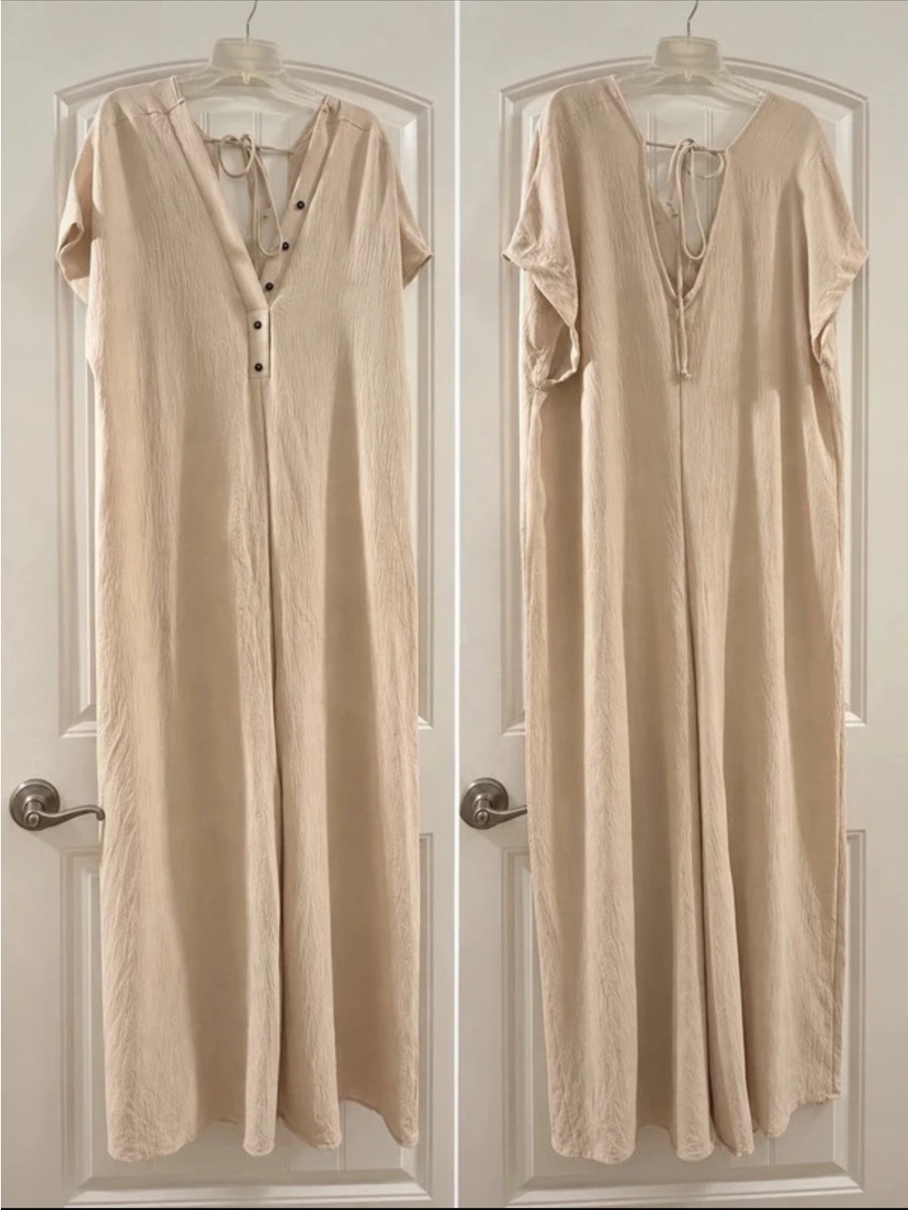 Beige Tie-Back jumpsuit
